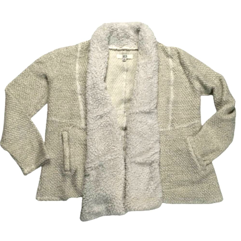 Jack BB Dakota Sweater Sherpa Collar Open Front Cardigan Women's S‎ Cream Knit